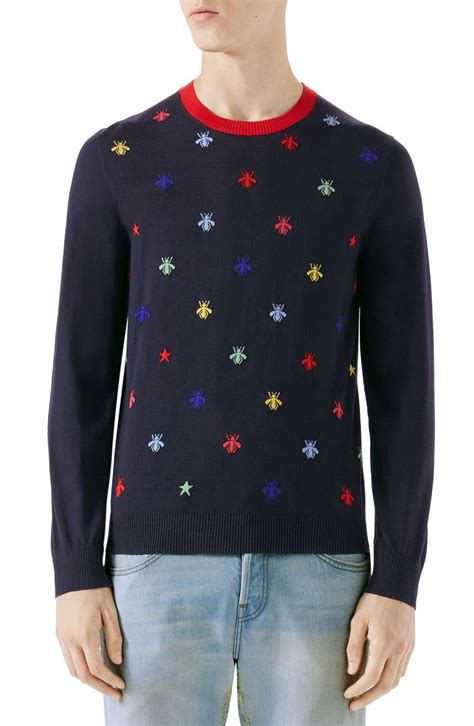 gucci logo sweater replica|gucci bee embroidered sweater.